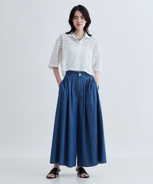 GALLEST(ギャレスト)の「ハーフスリーブレースポロ(シャツ/ブラウス・レディース・ブラック/オフホワイト・38)」の9枚目の写真