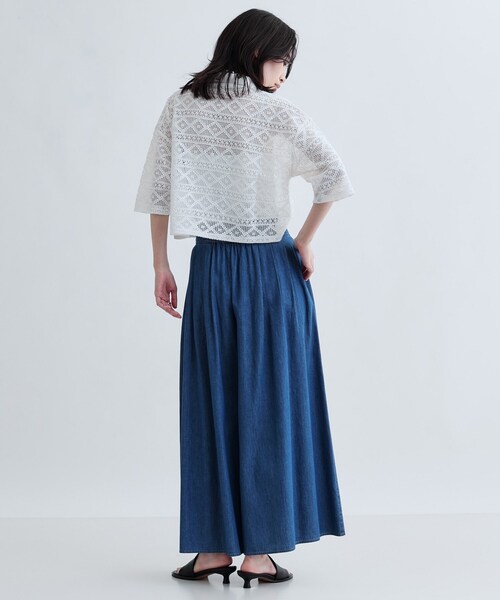 GALLEST(ギャレスト)の「ハーフスリーブレースポロ(シャツ/ブラウス・レディース・ブラック/オフホワイト・38)」の10枚目の写真