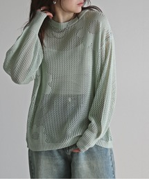 COURO（コウロ）の「花柄ジャガード編みシアーニットトップス（ニット/セーター）」