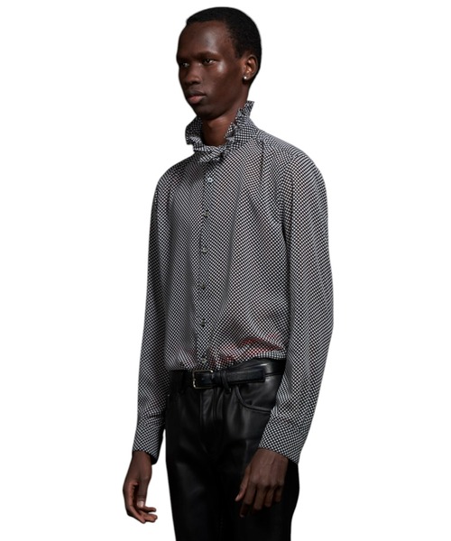 GalaabenD（ガラアーベント）の「Over Dots Hi Neck Frill Shirt オーバードットネックフリルシャツ（シャツ/ブラウス・メンズ・ブラック/ホワイト・46/48/44）」の7枚目の写真