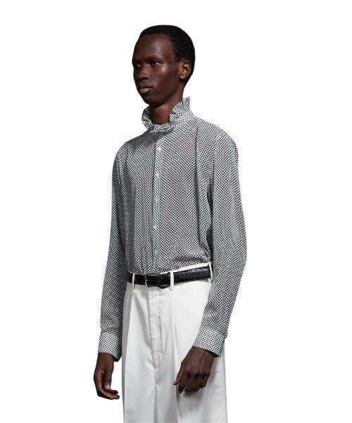 GalaabenD（ガラアーベント）の「Over Dots Hi Neck Frill Shirt オーバードットネックフリルシャツ（シャツ/ブラウス・メンズ・ブラック/ホワイト・46/48/44）」の3枚目の写真