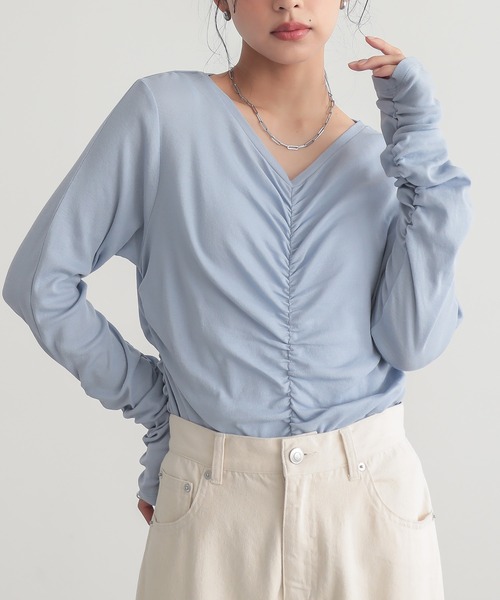 for/c(フォーシー)の「シャーリングシアートップス【サスティナブル】(Tシャツ/カットソー・レディース・ブラック/オフホワイト/ブルー・M/L)」の3枚目の写真