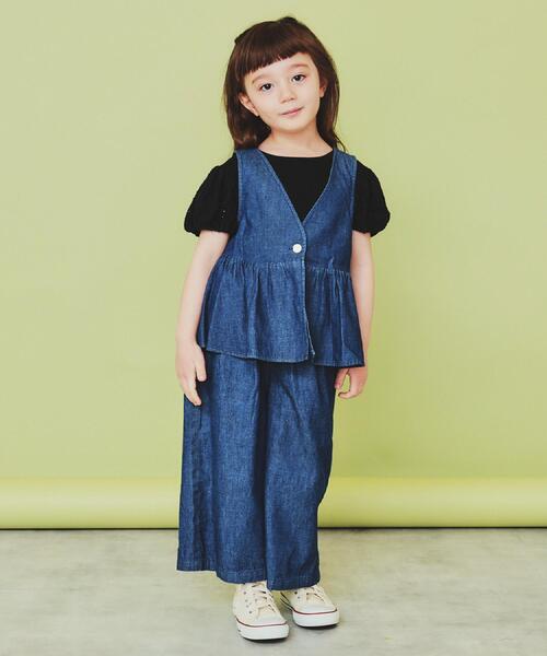THE SHOP TK (ザ ショップ ティーケー )の「◆【120-150】ペプラムライトデニムジレ/洗濯機OK・ママとおそろい(ベスト・キッズ・サックスブルー/ネイビー・15 /13/14/12)」の3枚目の写真