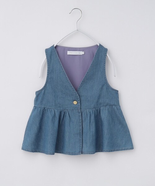 THE SHOP TK (ザ ショップ ティーケー )の「◆【120-150】ペプラムライトデニムジレ/洗濯機OK・ママとおそろい(ベスト・キッズ・サックスブルー/ネイビー・15 /13/14/12)」の12枚目の写真