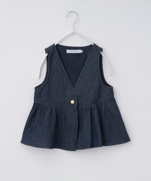 THE SHOP TK (ザ ショップ ティーケー )の「◆【120-150】ペプラムライトデニムジレ/洗濯機OK・ママとおそろい(ベスト・キッズ・サックスブルー/ネイビー・15 /13/14/12)」の9枚目の写真