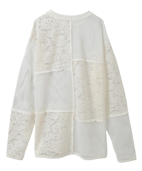 Candy Stripper（キャンディストリッパー）の「LACY PATCH WORK トップス（Tシャツ/カットソー・レディース・ブラック/オフホワイト/ピンク・FREE）」の9枚目の写真