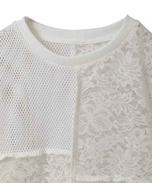 Candy Stripper（キャンディストリッパー）の「LACY PATCH WORK トップス（Tシャツ/カットソー・レディース・ブラック/オフホワイト/ピンク・FREE）」の10枚目の写真