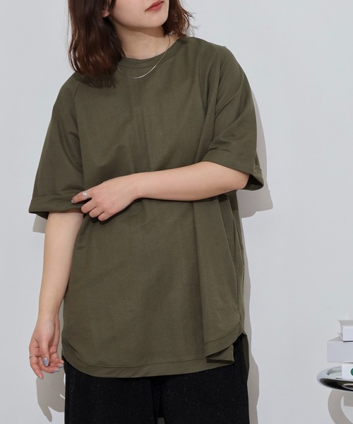 mitis(ミティス)の「mitis 冷感カノコ バックへンリーラグランプルオーバー(Tシャツ/カットソー・レディース・ブラック/オフホワイト/ブルー/チャコール/カーキ/マスタード・M)」の4枚目の写真