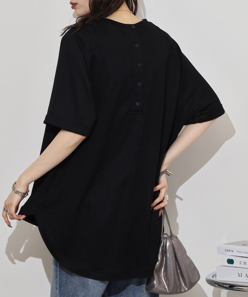 mitis(ミティス)の「mitis 冷感カノコ バックへンリーラグランプルオーバー(Tシャツ/カットソー・レディース・ブラック/オフホワイト/ブルー/チャコール/カーキ/マスタード・M)」の16枚目の写真