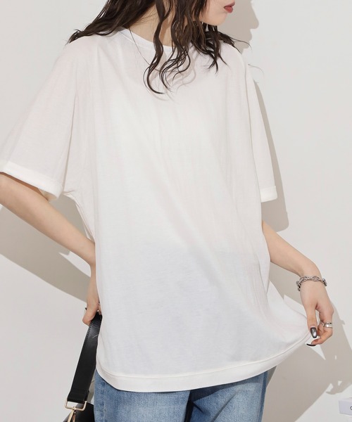 mitis(ミティス)の「mitis 冷感カノコ バックへンリーラグランプルオーバー(Tシャツ/カットソー・レディース・ブラック/オフホワイト/ブルー/チャコール/カーキ/マスタード・M)」の9枚目の写真