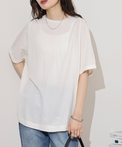 mitis(ミティス)の「mitis 冷感カノコ バックへンリーラグランプルオーバー(Tシャツ/カットソー・レディース・ブラック/オフホワイト/ブルー/チャコール/カーキ/マスタード・M)」の8枚目の写真