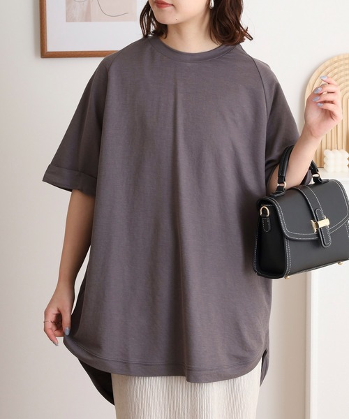 mitis(ミティス)の「mitis 冷感カノコ バックへンリーラグランプルオーバー(Tシャツ/カットソー・レディース・ブラック/オフホワイト/ブルー/チャコール/カーキ/マスタード・M)」の20枚目の写真