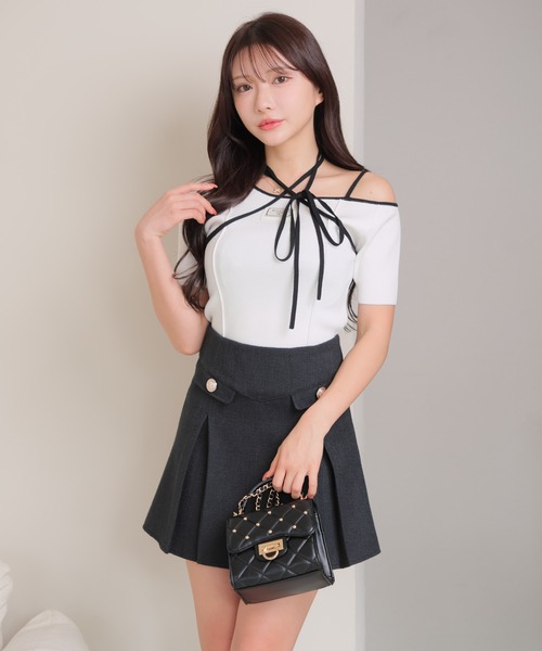 LIPSERVICE(リップサービス)の「プレートチョーカーハーフニット(ニット/セーター・レディース・ブラック/ホワイト/ピンク・FREE)」の8枚目の写真