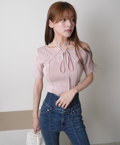 LIPSERVICE(リップサービス)の「プレートチョーカーハーフニット(ニット/セーター・レディース・ブラック/ホワイト/ピンク・FREE)」の13枚目の写真