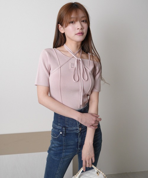 LIPSERVICE(リップサービス)の「プレートチョーカーハーフニット(ニット/セーター・レディース・ブラック/ホワイト/ピンク・FREE)」の15枚目の写真