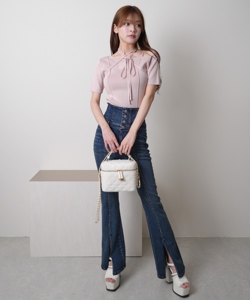 LIPSERVICE(リップサービス)の「プレートチョーカーハーフニット(ニット/セーター・レディース・ブラック/ホワイト/ピンク・FREE)」の21枚目の写真