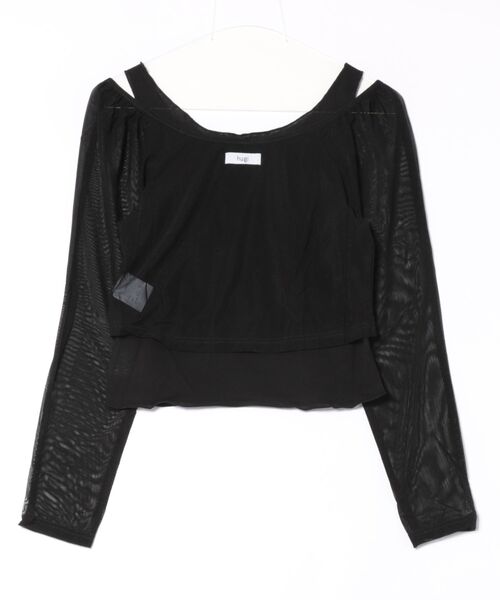 hugi（ハギ）の「RIBBON TULLE TOPS/リボンチュールトップス（アンサンブル・レディース・オフホワイト/ブラック・FREE）」の16枚目の写真