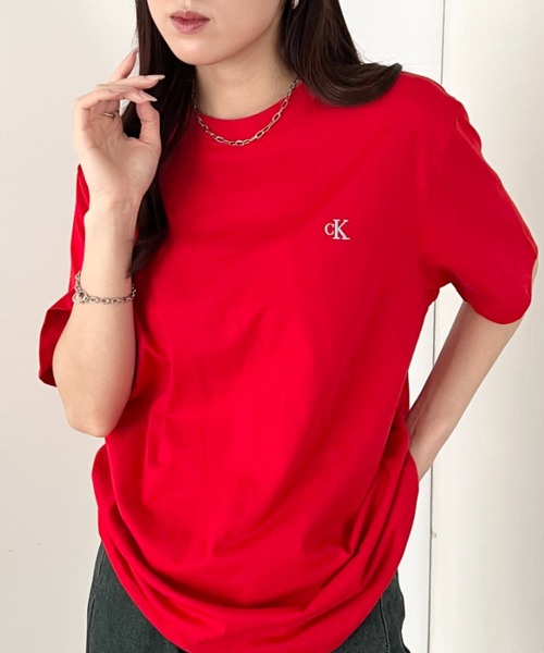 Calvin Klein(カルバン・クライン)の「Calvin Klein(カルバン・クライン)/CK ワンポイント モノグラム ロゴ刺繍 クルーネック 半袖 Tシャツ/SS EASY MONOGRAM TEE(Tシャツ/カットソー・レディース・グリーン/ピンク/グリーン系その他/ネイビー/レッド/ライム/ブルー/チャコールグレー/グレー/ライトブルー・XL/L/M/S)」の22枚目の写真