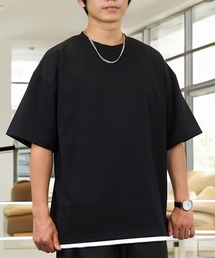 ワイド Tシャツ半袖 レイヤード風Tシャツ ジョーゼット 無地 Tシャツ