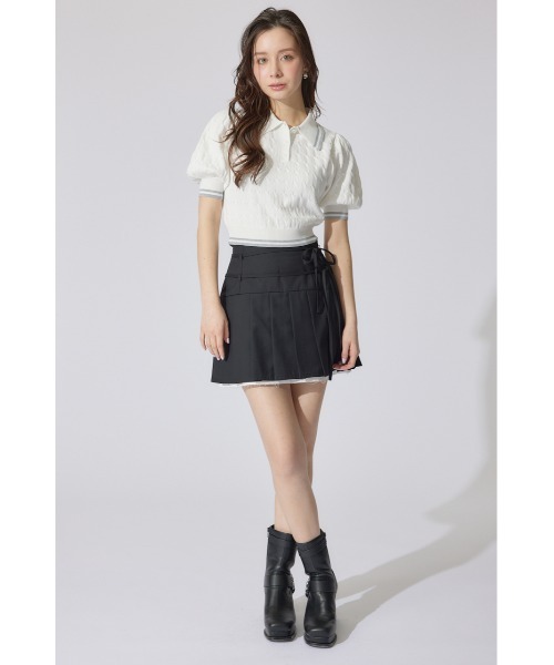 rienda(リエンダ)の「ポロデザインニットトップス 夏服 半袖 サマーニット(ニット/セーター・レディース・ブルー/ブラック/ホワイト・FREE)」の10枚目の写真