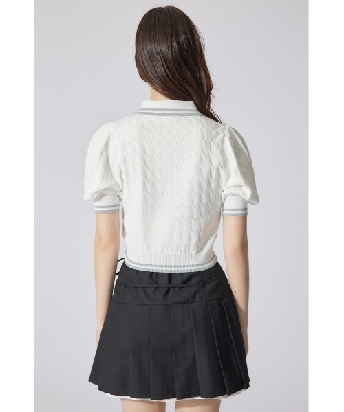 rienda(リエンダ)の「ポロデザインニットトップス 夏服 半袖 サマーニット(ニット/セーター・レディース・ブルー/ブラック/ホワイト・FREE)」の14枚目の写真