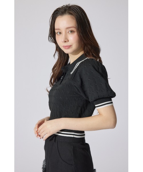 rienda(リエンダ)の「ポロデザインニットトップス 夏服 半袖 サマーニット(ニット/セーター・レディース・ブルー/ブラック/ホワイト・FREE)」の21枚目の写真