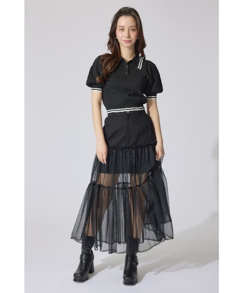 rienda(リエンダ)の「ポロデザインニットトップス 夏服 半袖 サマーニット(ニット/セーター・レディース・ブルー/ブラック/ホワイト・FREE)」の22枚目の写真