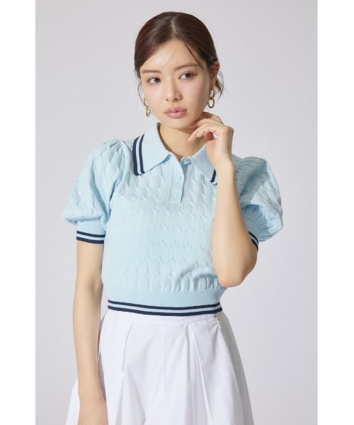 ポロデザインニットトップス 春服(ニット/セーター)|rienda ポロデザインニットトップス 春服(ニット/セーター)|rienda