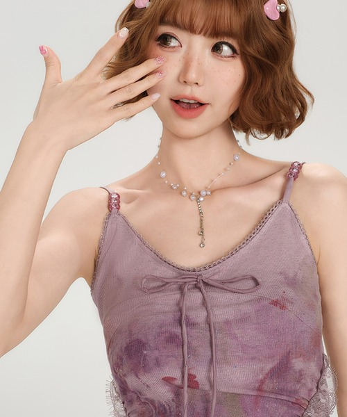 tシャツ サイドシェイプレース リブキャミソール GH25s061「Girlyhalo」 レディース セール】サイドシェイプレース リブキャミソール GH25s061