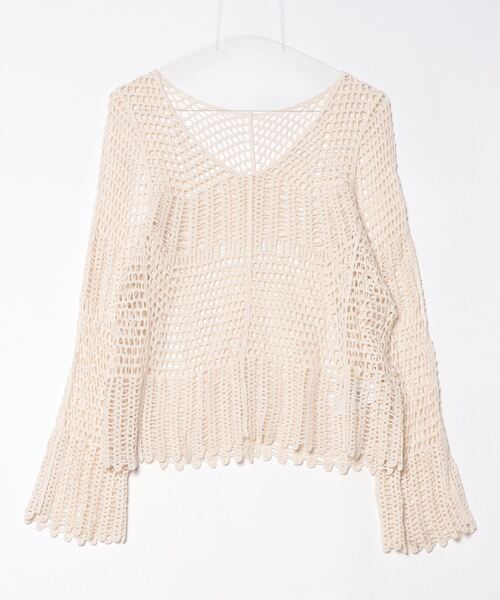 terrace(テラス)の「綿100% カギ針ロングスリーブプルオーバー(Tシャツ/カットソー・レディース・ブラック/キナリ・MEDIUM)」の3枚目の写真