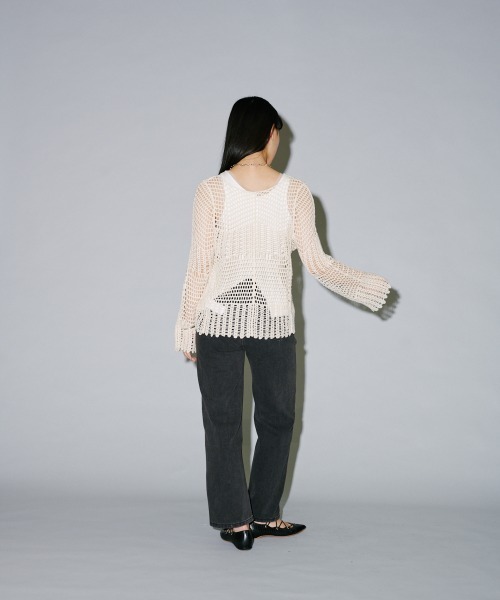 terrace(テラス)の「綿100% カギ針ロングスリーブプルオーバー(Tシャツ/カットソー・レディース・ブラック/キナリ・MEDIUM)」の21枚目の写真