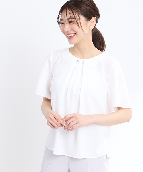 【夏SALE／接触冷感／洗える】タックディティールブラウス セール】【夏SALE／接触冷感／洗える】タックディティール
