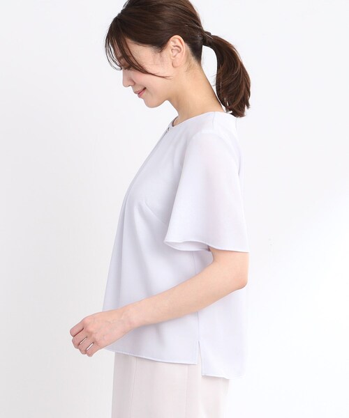 【夏SALE／接触冷感／洗える】タックディティールブラウス セール】【夏SALE／接触冷感／洗える】タックディティール