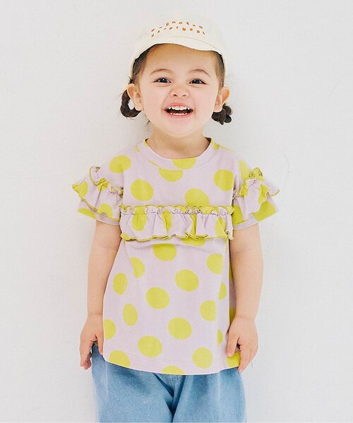 p.premier（ピードットプルミエ）の「イロチ買いしたい配色メロウフリルストレッチ半袖Tシャツ（Tシャツ/カットソー・キッズ・ブラック/チャコール/ラベンダー/ミント/オレンジ/グリーン/レッド・80/90/100/110/120/130/140）」の5枚目の写真