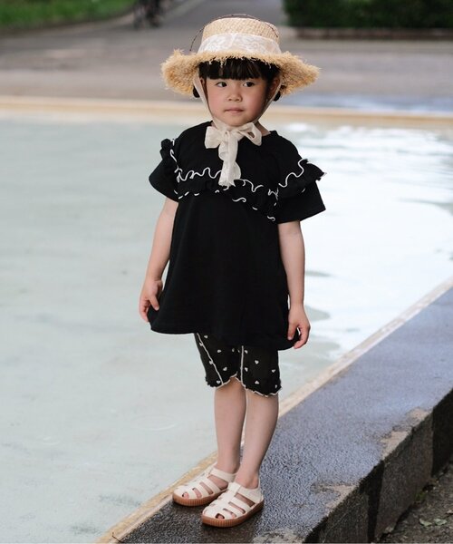 p.premier（ピードットプルミエ）の「イロチ買いしたい配色メロウフリルストレッチ半袖Tシャツ（Tシャツ/カットソー・キッズ・ブラック/チャコール/ラベンダー/ミント/オレンジ/グリーン/レッド・80/90/100/110/120/130/140）」の14枚目の写真