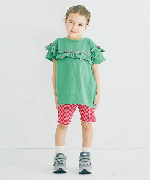 p.premier（ピードットプルミエ）の「イロチ買いしたい配色メロウフリルストレッチ半袖Tシャツ（Tシャツ/カットソー・キッズ・ブラック/チャコール/ラベンダー/ミント/オレンジ/グリーン/レッド・80/90/100/110/120/130/140）」の15枚目の写真