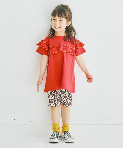 p.premier（ピードットプルミエ）の「イロチ買いしたい配色メロウフリルストレッチ半袖Tシャツ（Tシャツ/カットソー・キッズ・ブラック/チャコール/ラベンダー/ミント/オレンジ/グリーン/レッド・80/90/100/110/120/130/140）」の20枚目の写真