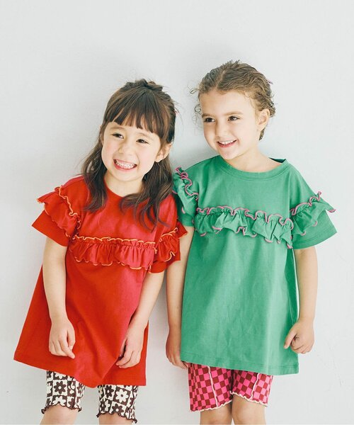 p.premier（ピードットプルミエ）の「イロチ買いしたい配色メロウフリルストレッチ半袖Tシャツ（Tシャツ/カットソー・キッズ・ブラック/チャコール/ラベンダー/ミント/オレンジ/グリーン/レッド・80/90/100/110/120/130/140）」の22枚目の写真