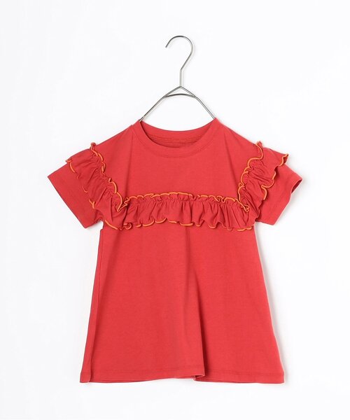 p.premier（ピードットプルミエ）の「イロチ買いしたい配色メロウフリルストレッチ半袖Tシャツ（Tシャツ/カットソー・キッズ・ブラック/チャコール/ラベンダー/ミント/オレンジ/グリーン/レッド・80/90/100/110/120/130/140）」の8枚目の写真