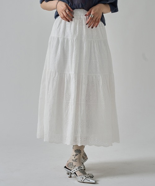 apres jour mignon(アプレジュールミニョン)の「コットンレースティアードミディスカート【ZOZOTOWN限定アイテム】(スカート・レディース・ホワイト系その他2/オフホワイト・フリー)」の3枚目の写真