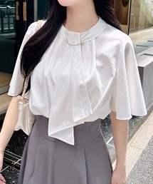 アロー　Géraldine ホワイト フレアスリーブシャツ フレアスリーブ クロップド シャツ
