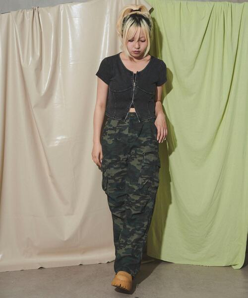 WEGO(ウィゴー)の「DISPARK/ピグメントダブルZIPトップ(Tシャツ/カットソー・レディース・スミクロ・FREE)」の10枚目の写真