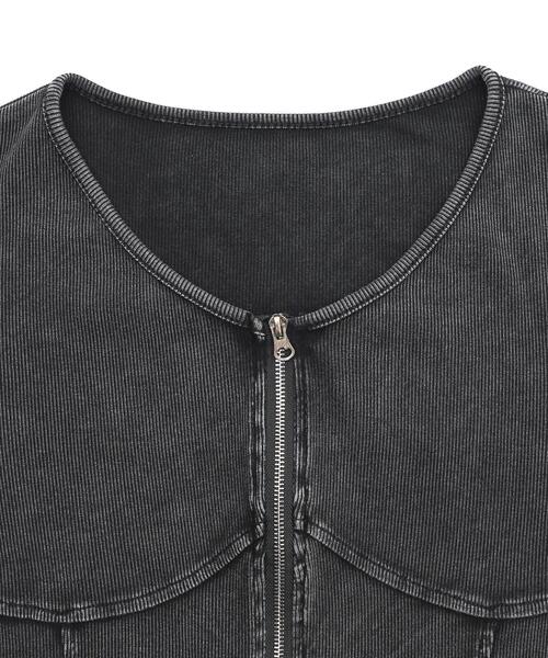 WEGO(ウィゴー)の「DISPARK/ピグメントダブルZIPトップ(Tシャツ/カットソー・レディース・スミクロ・FREE)」の13枚目の写真