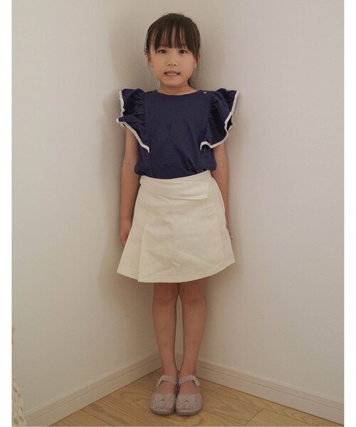 apres les cours（アプレレクール）の「【UVカット/速乾/接触冷感】パイピングフリルトップス_ジュニア対応（Tシャツ/カットソー・キッズ・レッド/ネイビー/ドット・100/140/130/120/110/90/80）」の16枚目の写真