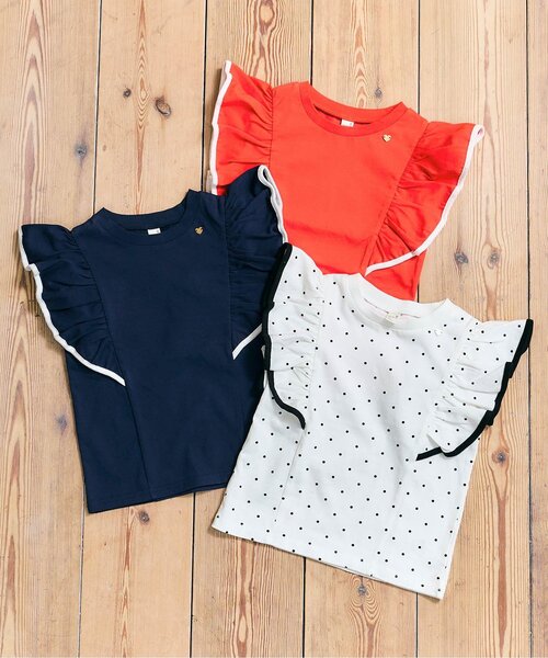 apres les cours（アプレレクール）の「【UVカット/速乾/接触冷感】パイピングフリルトップス_ジュニア対応（Tシャツ/カットソー・キッズ・レッド/ネイビー/ドット・100/140/130/120/110/90/80）」の17枚目の写真