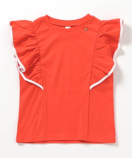 apres les cours（アプレレクール）の「【UVカット/速乾/接触冷感】パイピングフリルトップス_ジュニア対応（Tシャツ/カットソー・キッズ・レッド/ネイビー/ドット・100/140/130/120/110/90/80）」の6枚目の写真