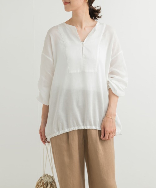 URBAN RESEARCH DOORS（アーバンリサーチドアーズ）の「リネンブレンドドロストチュニック（チュニック・レディース・オフホワイト/ナチュラル/スミクロ・MEDIUM）」の7枚目の写真