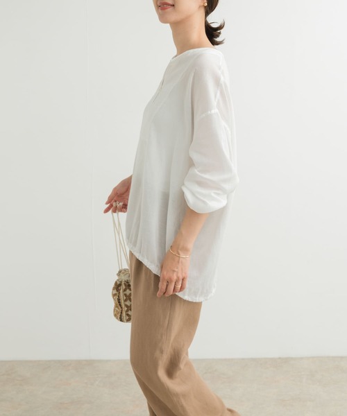 URBAN RESEARCH DOORS（アーバンリサーチドアーズ）の「リネンブレンドドロストチュニック（チュニック・レディース・オフホワイト/ナチュラル/スミクロ・MEDIUM）」の8枚目の写真