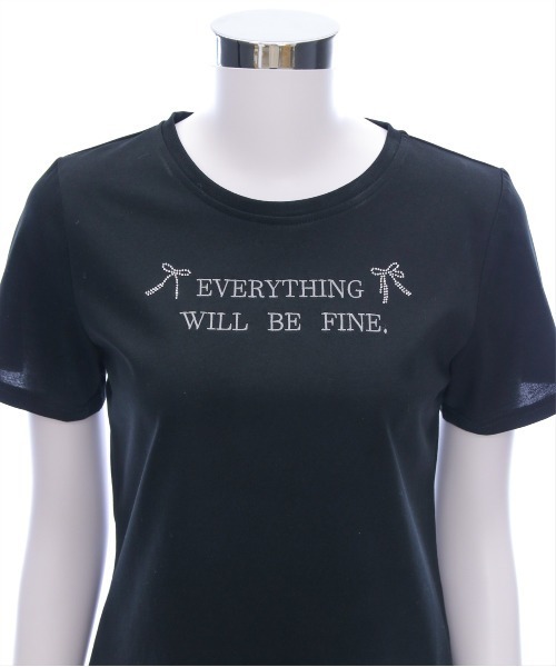 clear（クリア）の「ラインストーンリボンロゴTシャツ[大人 ガーリー バレエコア 着回し抜群]（Tシャツ/カットソー・レディース・ピンク/ブラック/オフホワイト・F）」の11枚目の写真