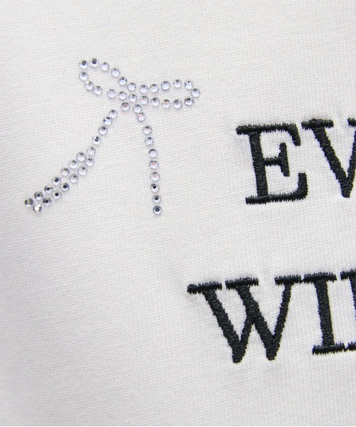 clear（クリア）の「ラインストーンリボンロゴTシャツ[大人 ガーリー バレエコア 着回し抜群]（Tシャツ/カットソー・レディース・ピンク/ブラック/オフホワイト・F）」の14枚目の写真